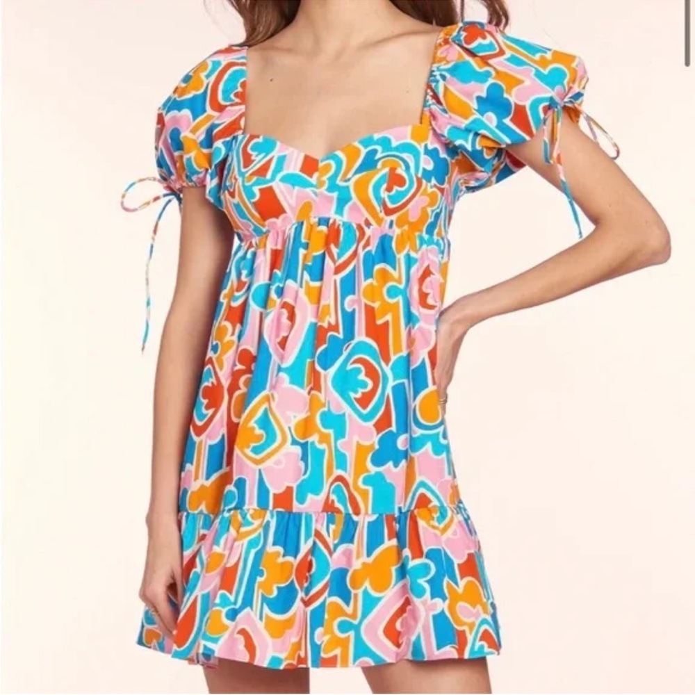 Amanda Uprichard Sicily Mini Dress Size XS NWT Puff Sleeve Vacation Beach